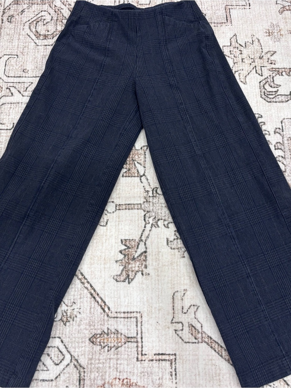 Old Navy Navy and Black Plaid Wide-Leg Pants